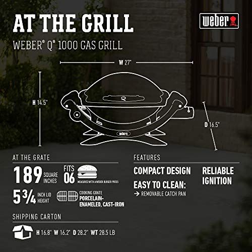 Weber Q1000 Liquid Propane Grill, Chrome