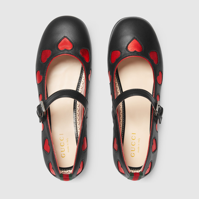 Children's leather hearts ballet flat
