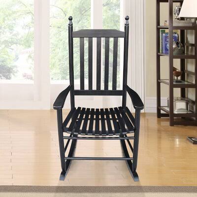 Wooden Slatted Rocking Chair August Grove Color: Black