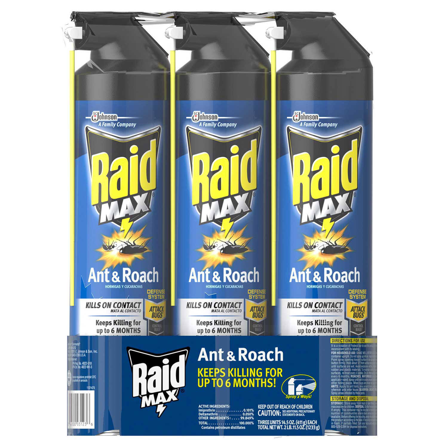 Raid Max Ant and Roach Killer 3ct, 14.5 oz