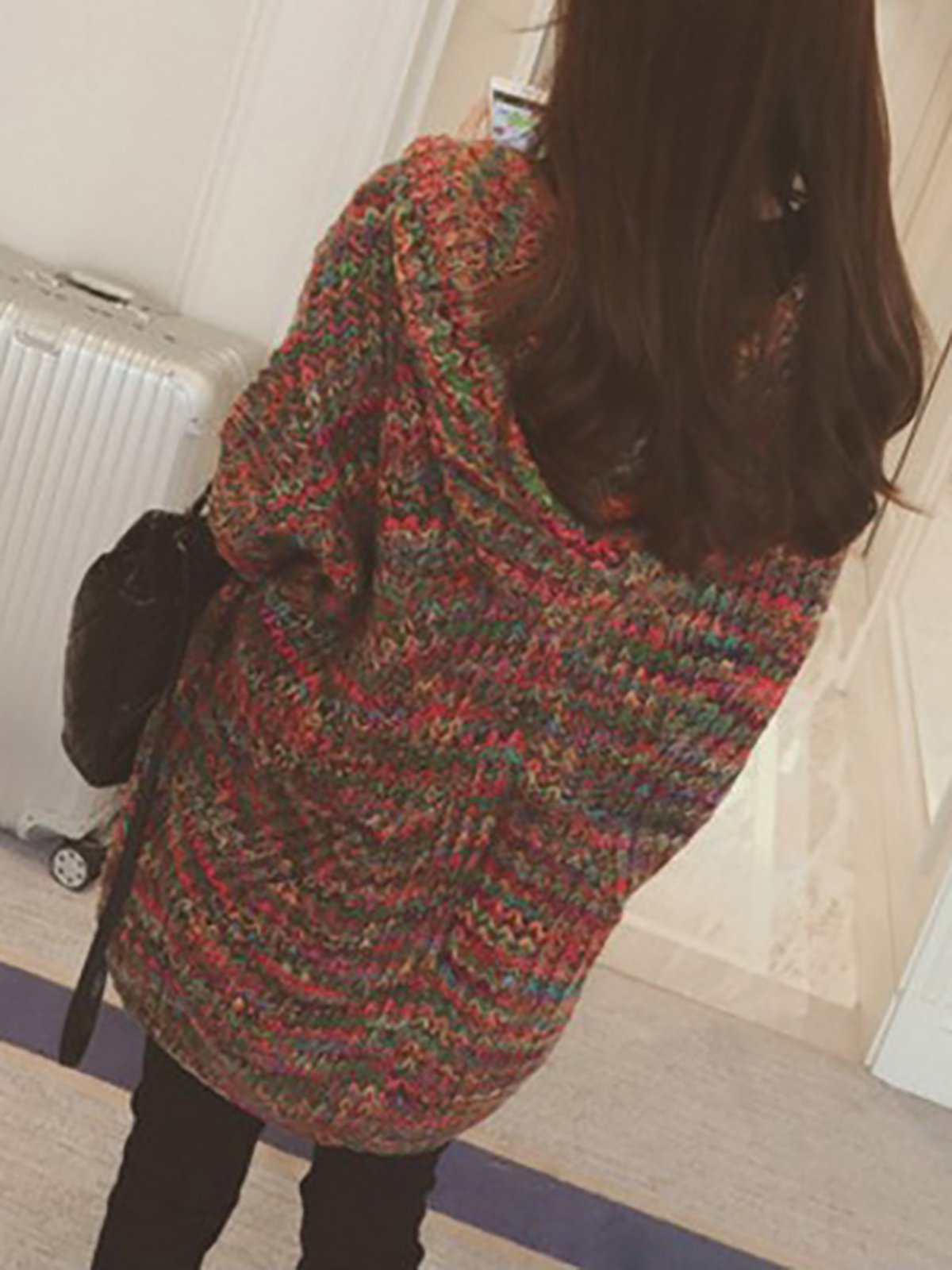 Cotton-blend Sweet Knitted Solid Quilted Coat