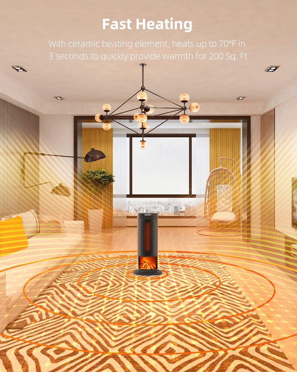 Space Heater with Remote Control – Oscillating/Black