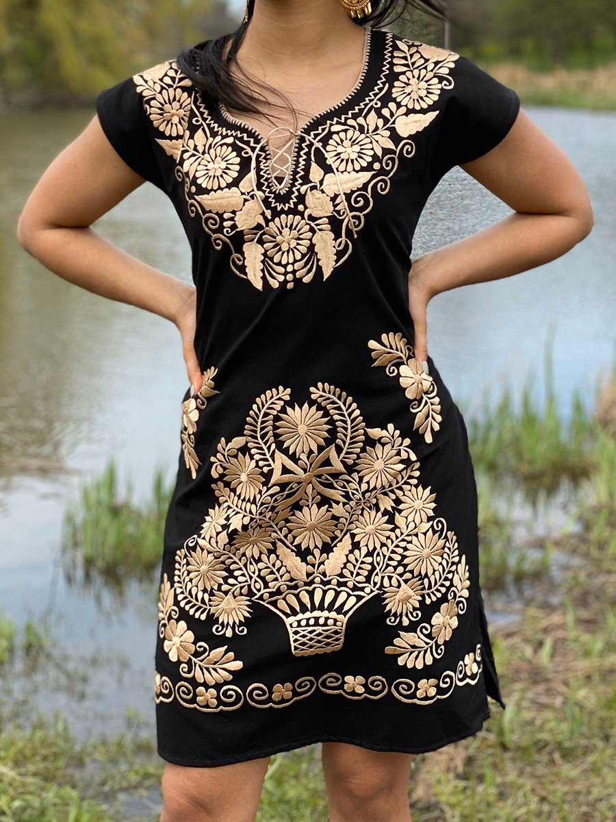 Short Sleeve Tribal Casual Polyester Cotton Dresses