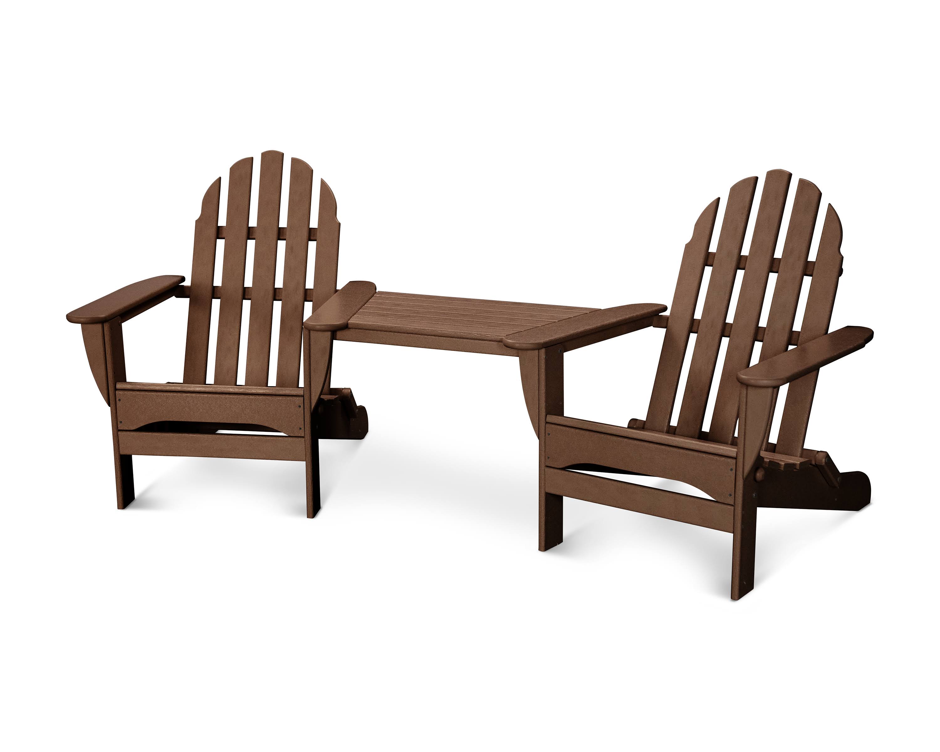 POLYWOOD Classic Adirondack Chair T锚te-脿-T锚te Set in Mahogany