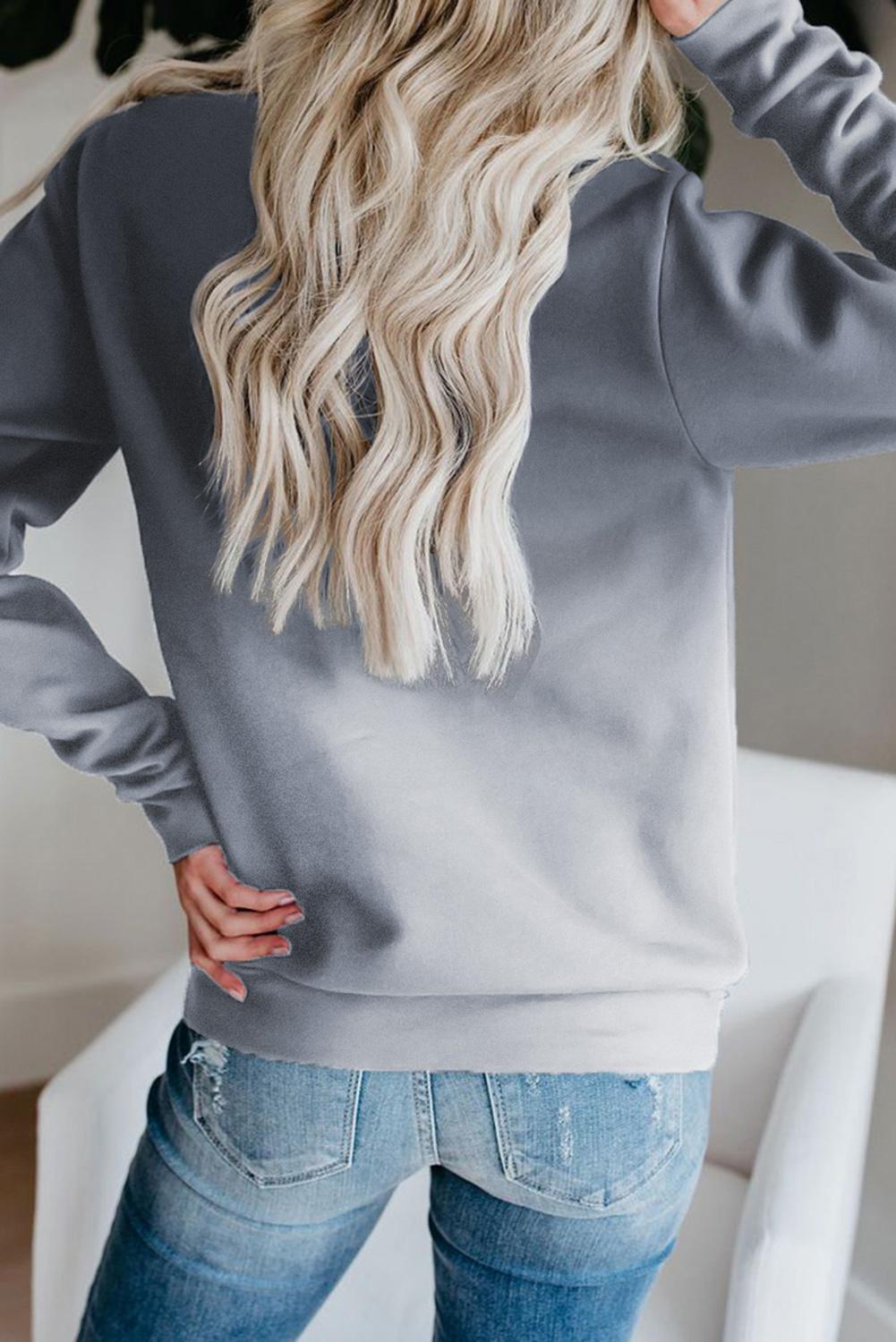 Gray Ombre Kangroo Pocket Pullover Sweatshirt
