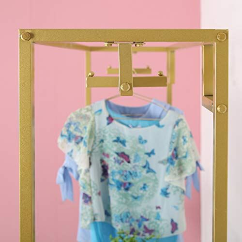 Metal Free Standing Display Garment Clothing Rack with Wooden Shelves/47.2�?