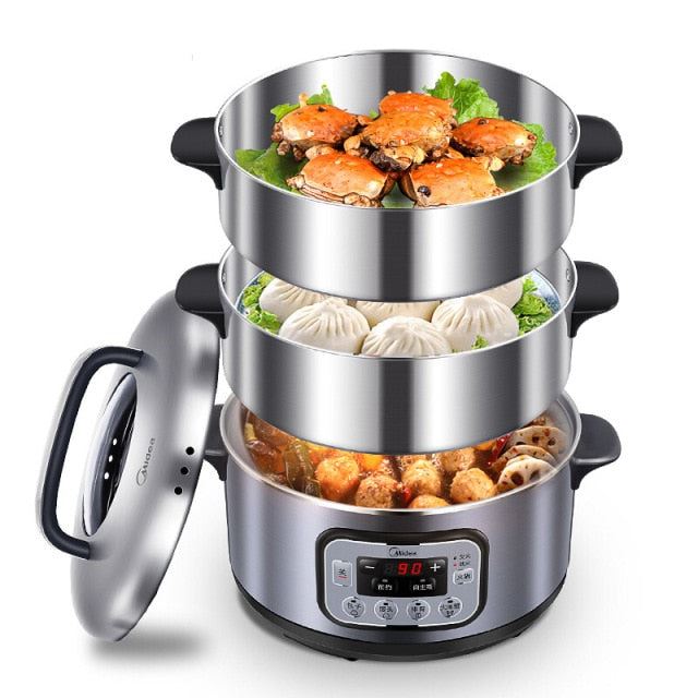 3-layer High Capacity Multi-function Appointment Timing Stainless Steel Steam Cooker Food Steamer Pot
