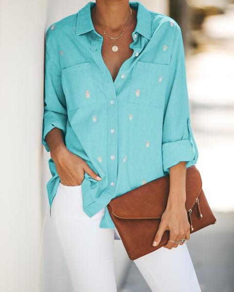 Spot Dot Printed Long Sleeve Blouse Casual Shirt