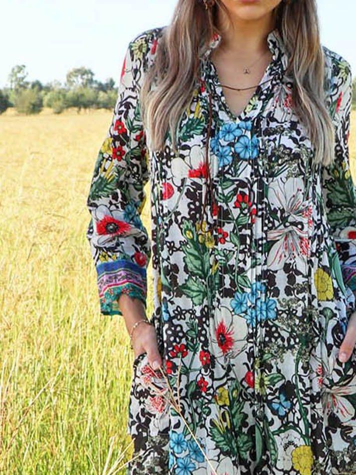 Bohemian vacation casual chiffon dress