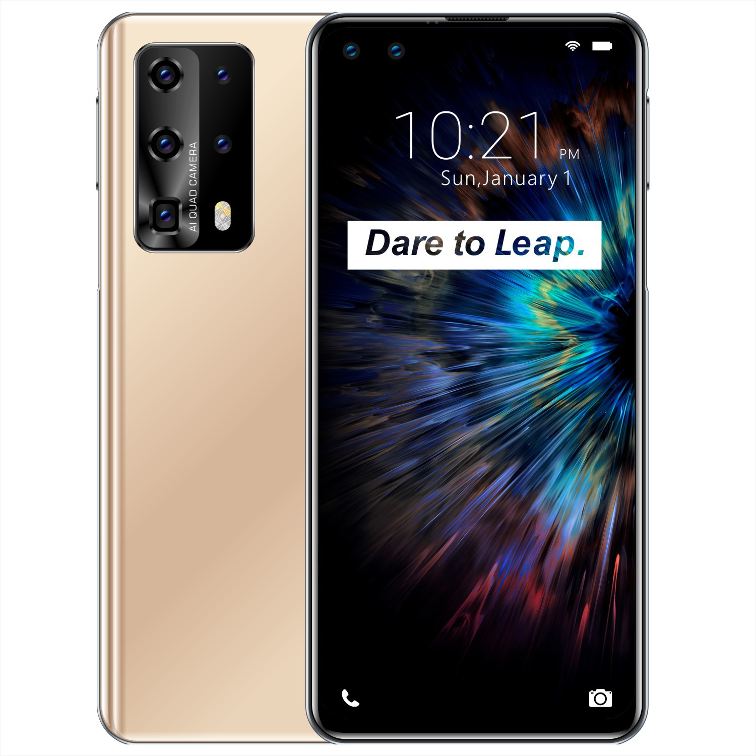 跨境P49Pro穿孔屏手机7.2寸侧边home键真指纹人脸解锁3+16G一体机