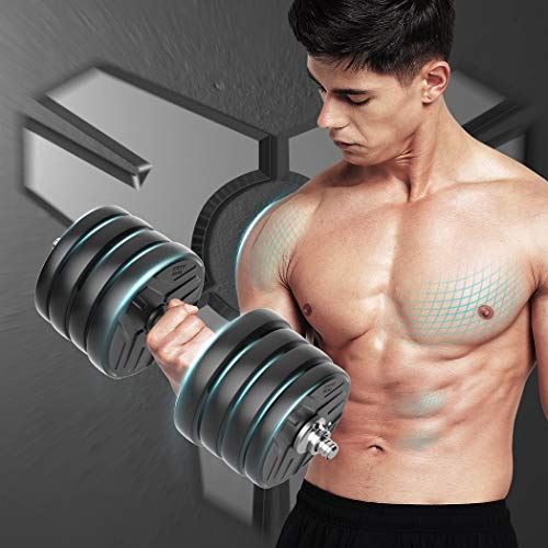 RUNWE Adjustable Dumbbells Set, Weights Dumbbells Barbell Weight Free Weight Set 40-100 lbs Exercise Fitness Weight Sets. (Black & Silver)