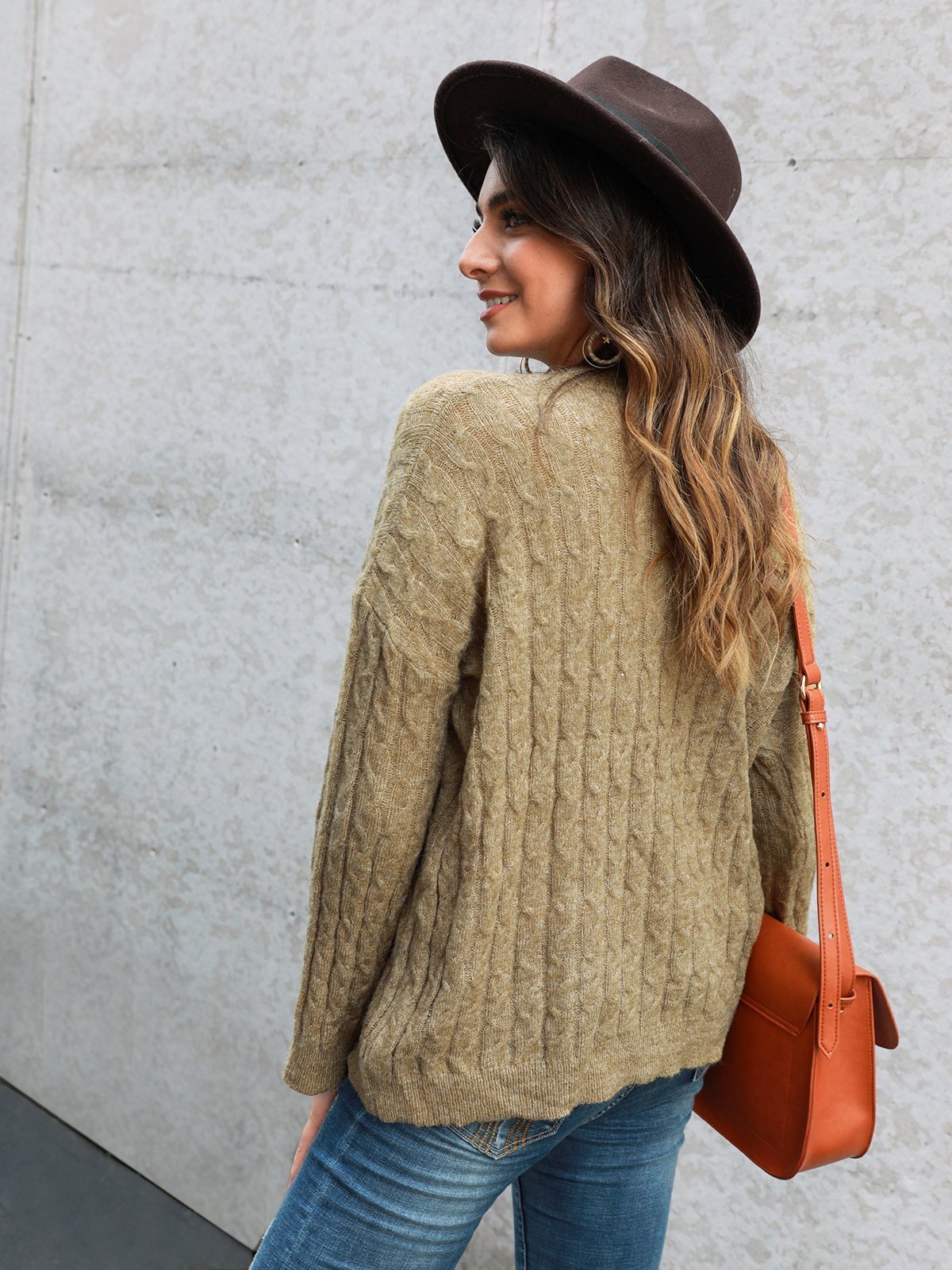 Sweet Crew Neck Knitted Knitted Sweater