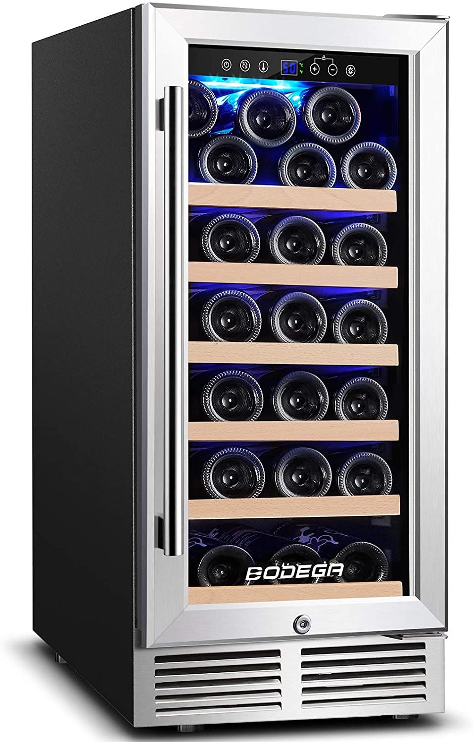 BODEGA 15 Inch Wine Cooler, Upgrade Wine Refrigerator 31 Bottle with Quiet Compressor Cooling, Constant