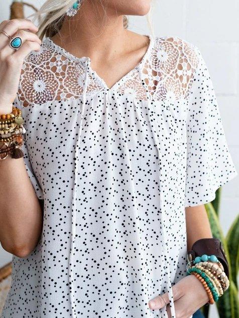 Holiday Shift Color-Block Polka Dots Shirts & Tops