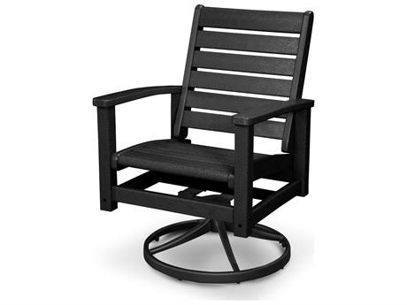 POLYWOOD Signature Swivel Rocker Chair in Textured Black / Slate Grey
