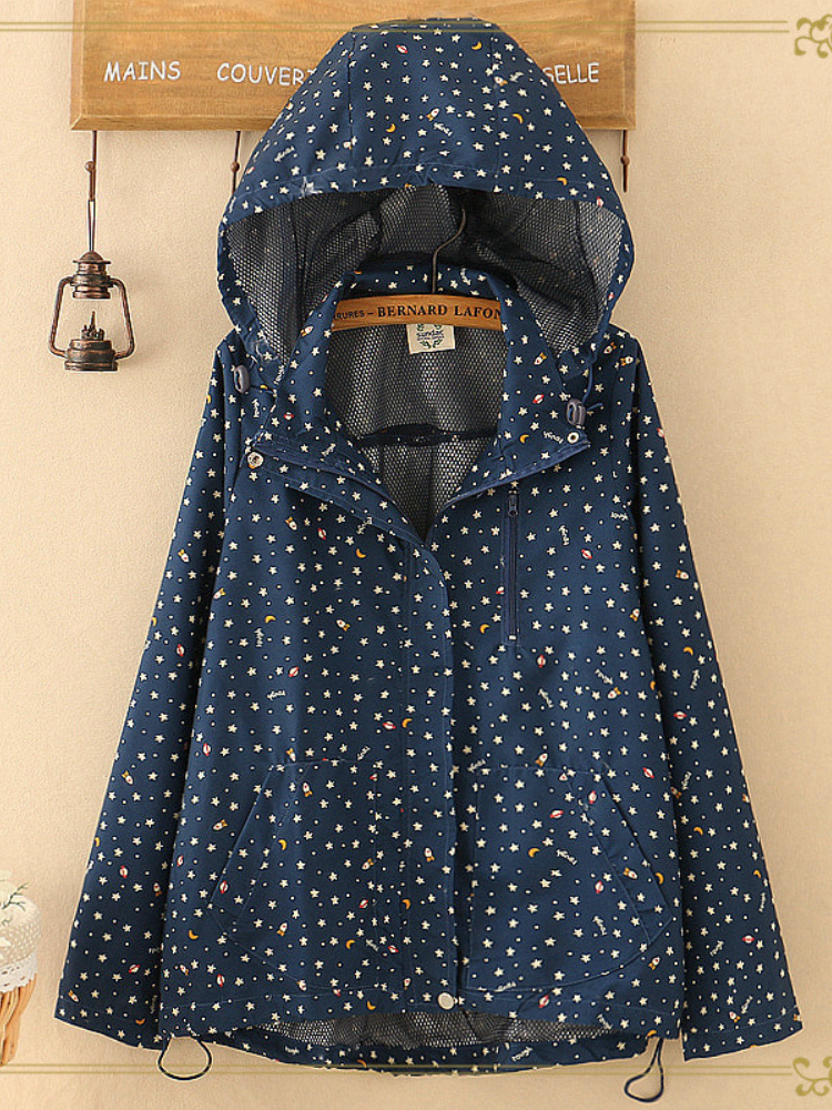 Hoodie Lapel Casual Paneled Long Sleeve Coat