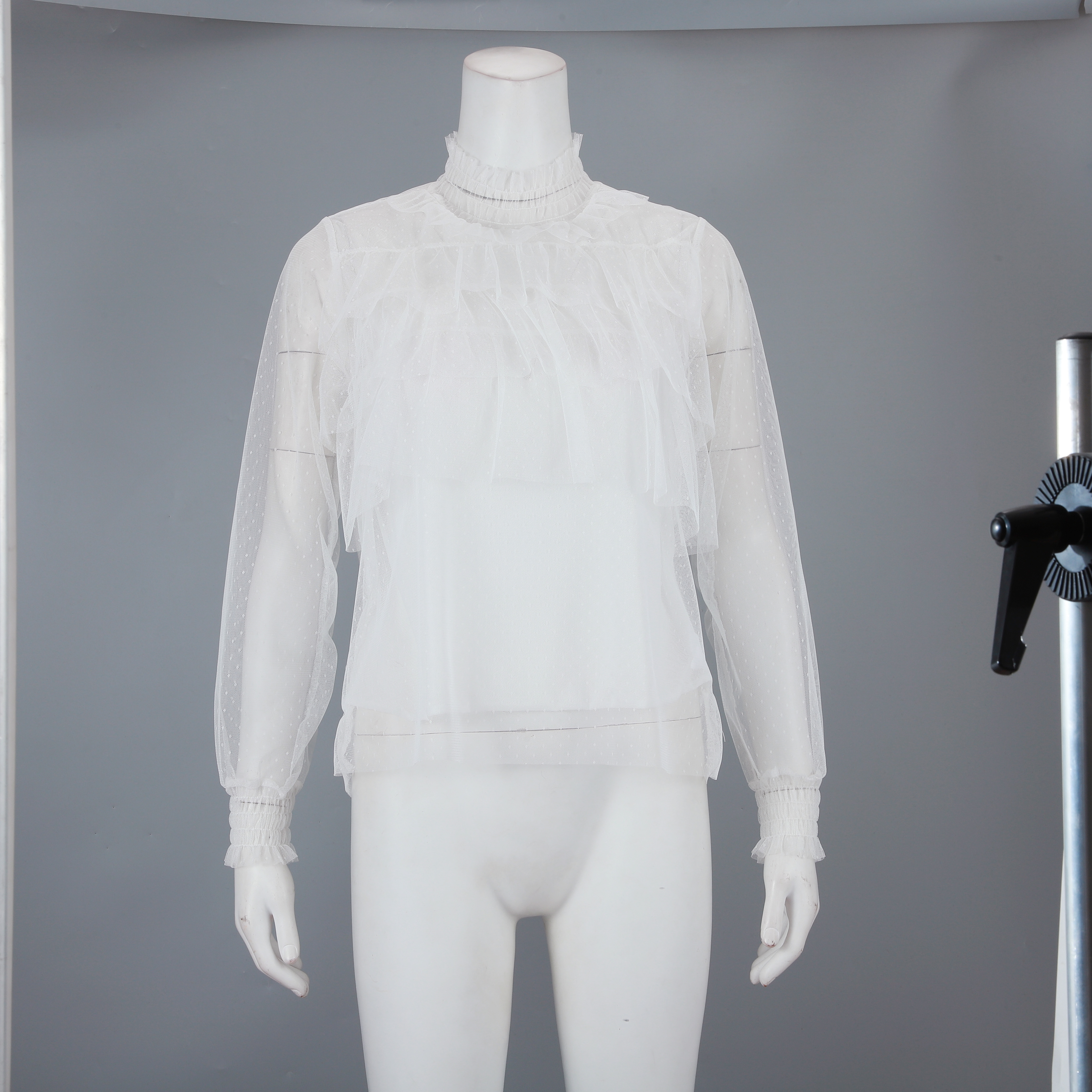 Romantic Dot Print Mesh Shirt