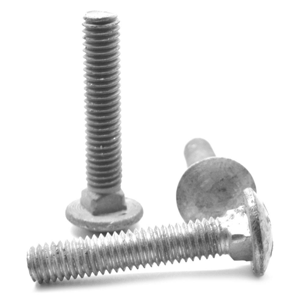 3/8 inch-16 x 4 inch (FT) Coarse Thread A307 Grade A Carriage Bolt Low Carbon Steel Hot Dip Galvanized Pk 50