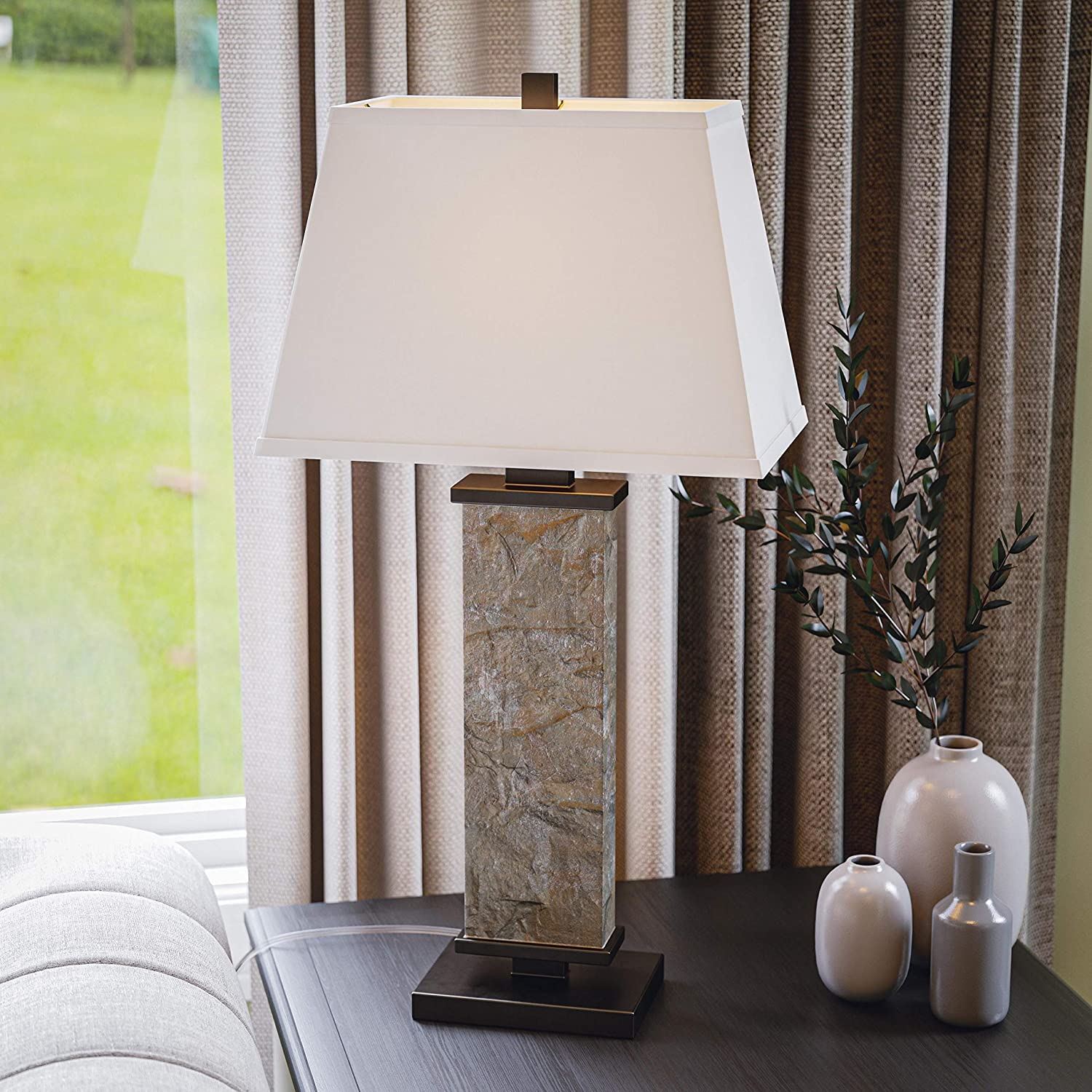 Home 21037SL Hanover Table Lamps, Medium/ Natural Slate Finish