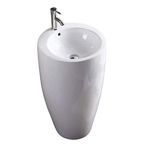 Island Pedestal, Elegant One Piece Pedestal Sink, Vitreous China