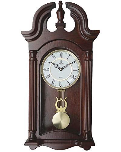 Decorative Pendulum Battery Operated Wood Wall Clock with Swinging/ 23.5×9.25′′