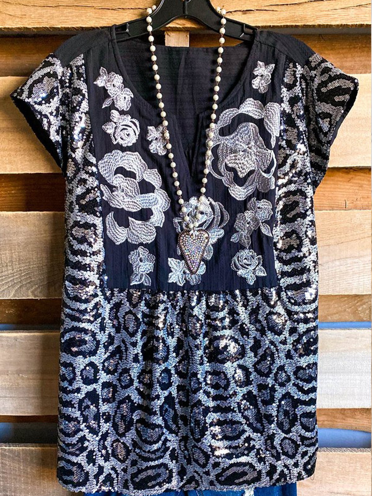 Sweet Frill Sleeve Leopard Shirts & Tops