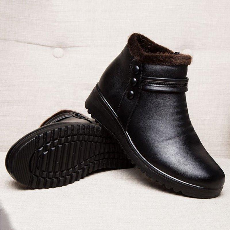 Waterproof Zipper Leather Platform Outdoor Boots