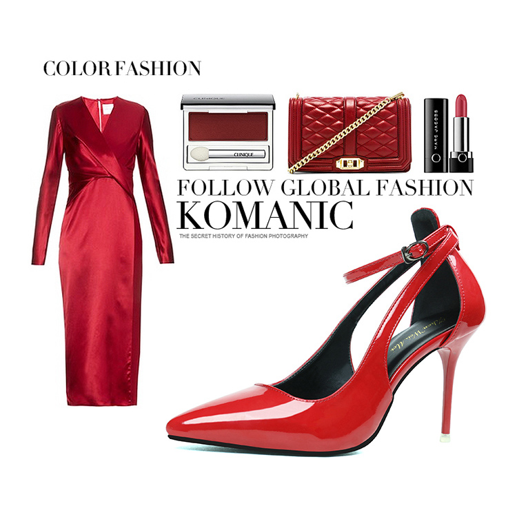 9.5CM PU Hollow Sidecut Stiletto Heel Dress Wedding Party Elegant Heeled Sandals