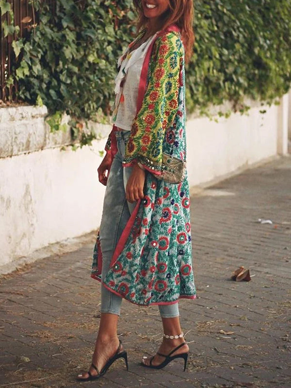 Bohemian Digital Printed Long Cardigan