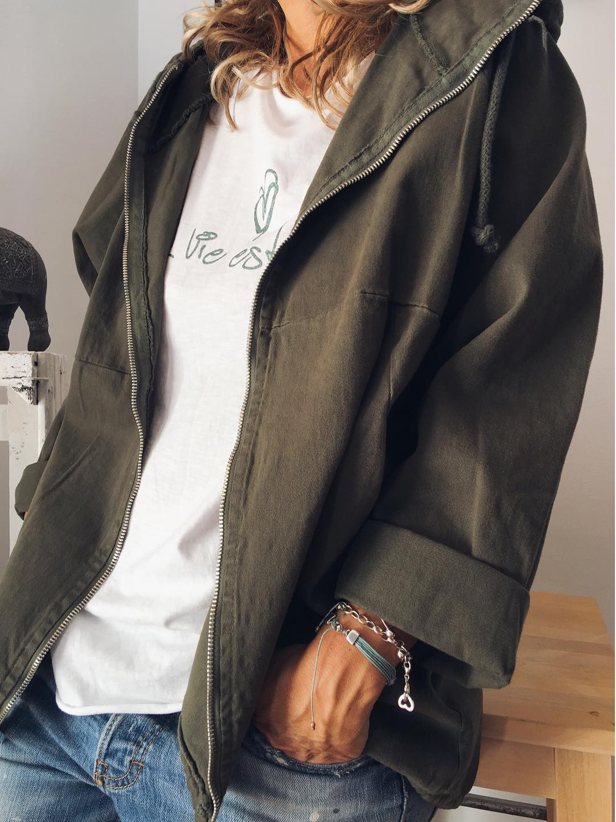 Cotton-Blend Solid Long Sleeve Outerwear