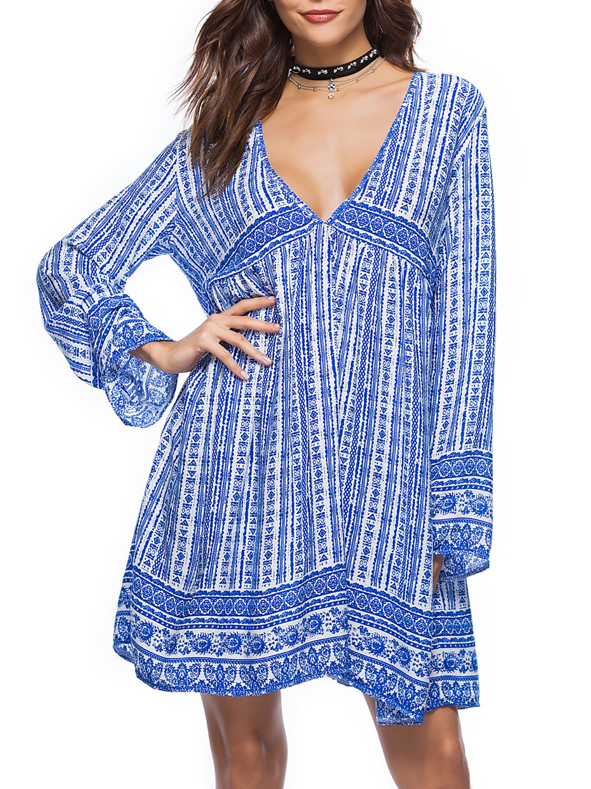 Women Vintage Summer Boho Paneled Dress