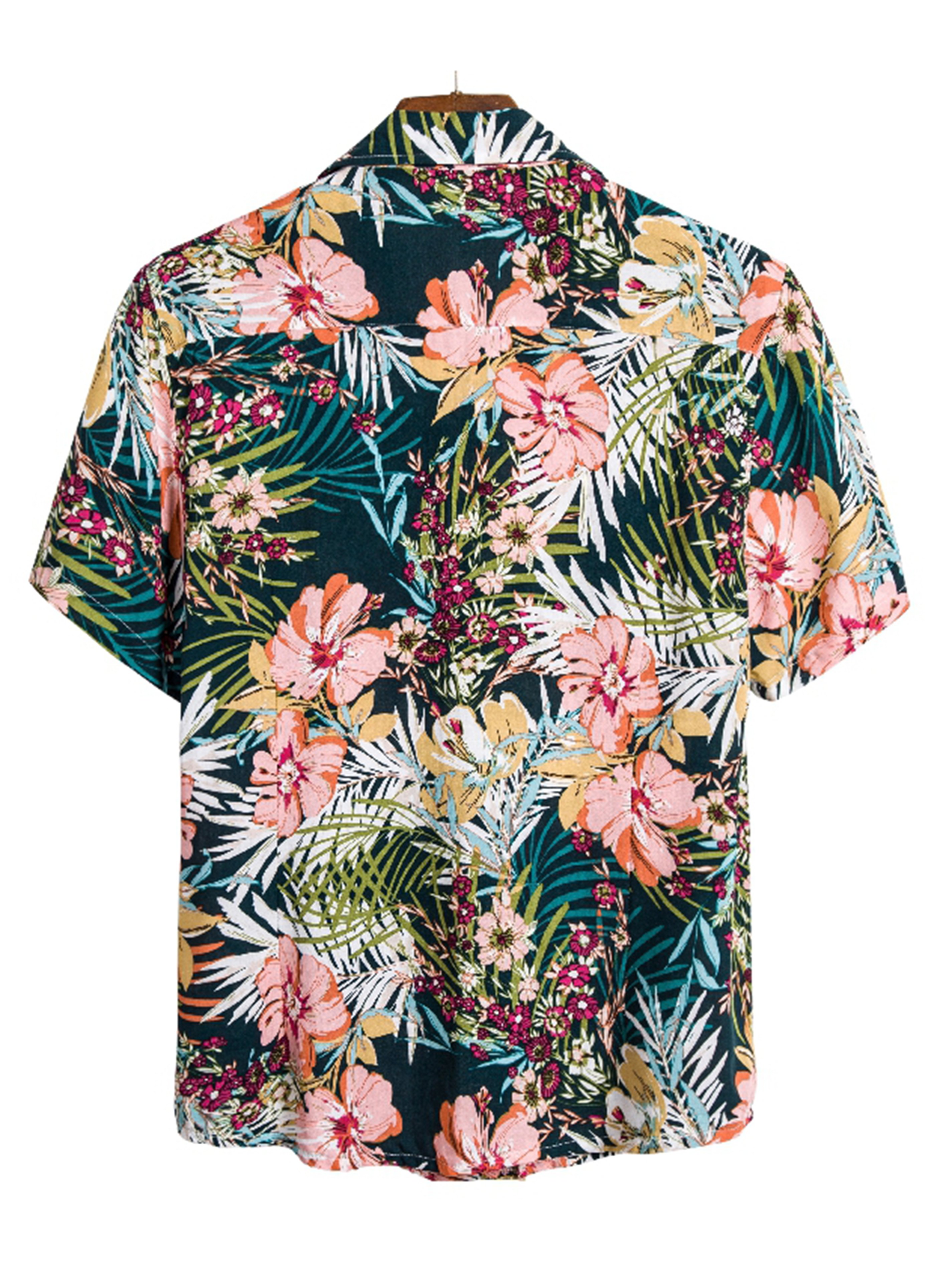 Men's Retro Mixed Floral Print Button Up Shirt