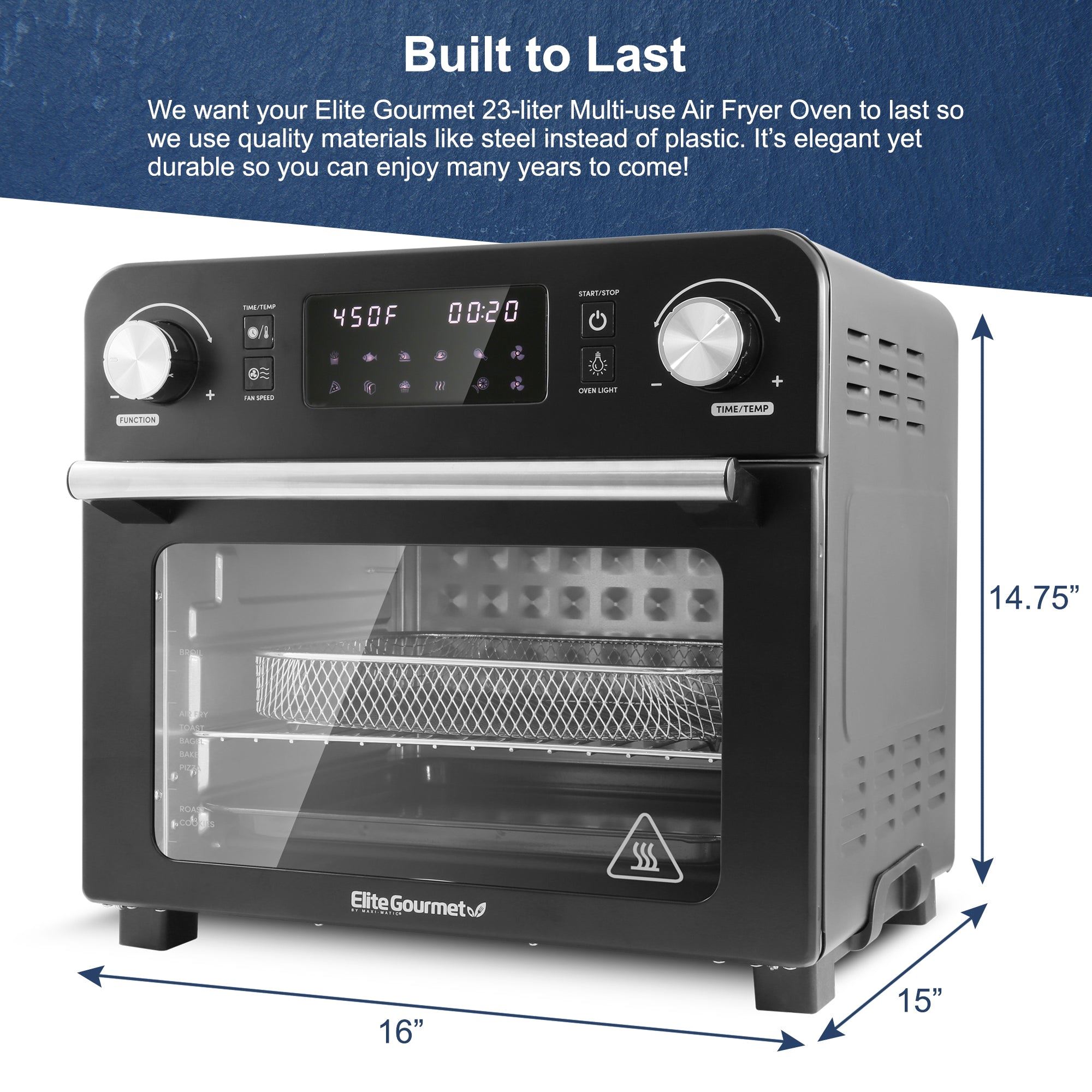 23L Digital Programmable Air Fryer Oven, Oil-Less Convection Oven