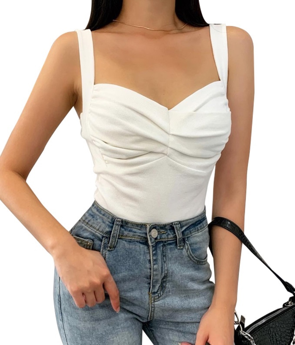 Sexy White Wide Strap Wrapped Vest