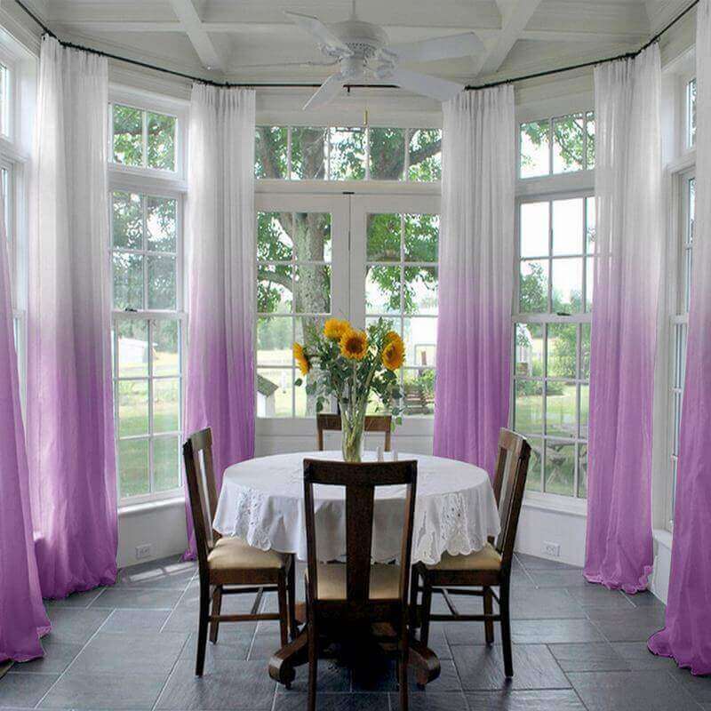 Pinch Pleated Gradient Ombre Sheer Curtain Tulle Gradual Drape HANNA