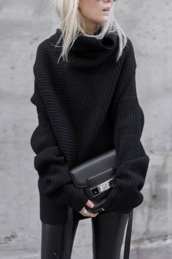 Knitted Autumn And Winter High Neck Loose Sweater