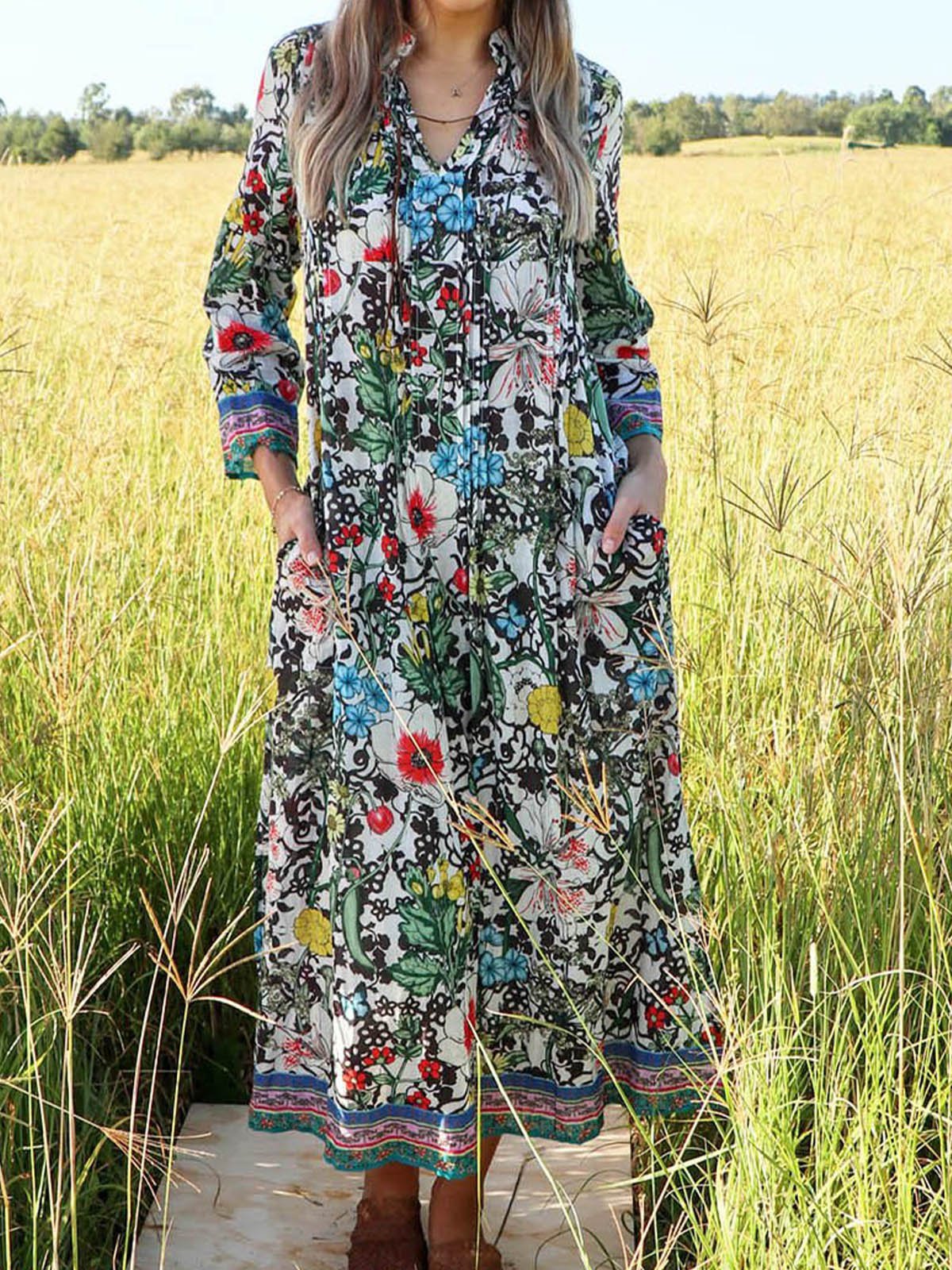 Bohemian vacation casual chiffon dress