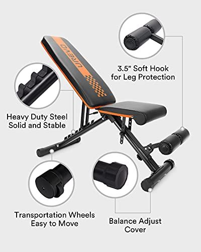 UREVO Weight Bench, Adjustable Weight Bench Strength Training Benches Folding with Leg Extension