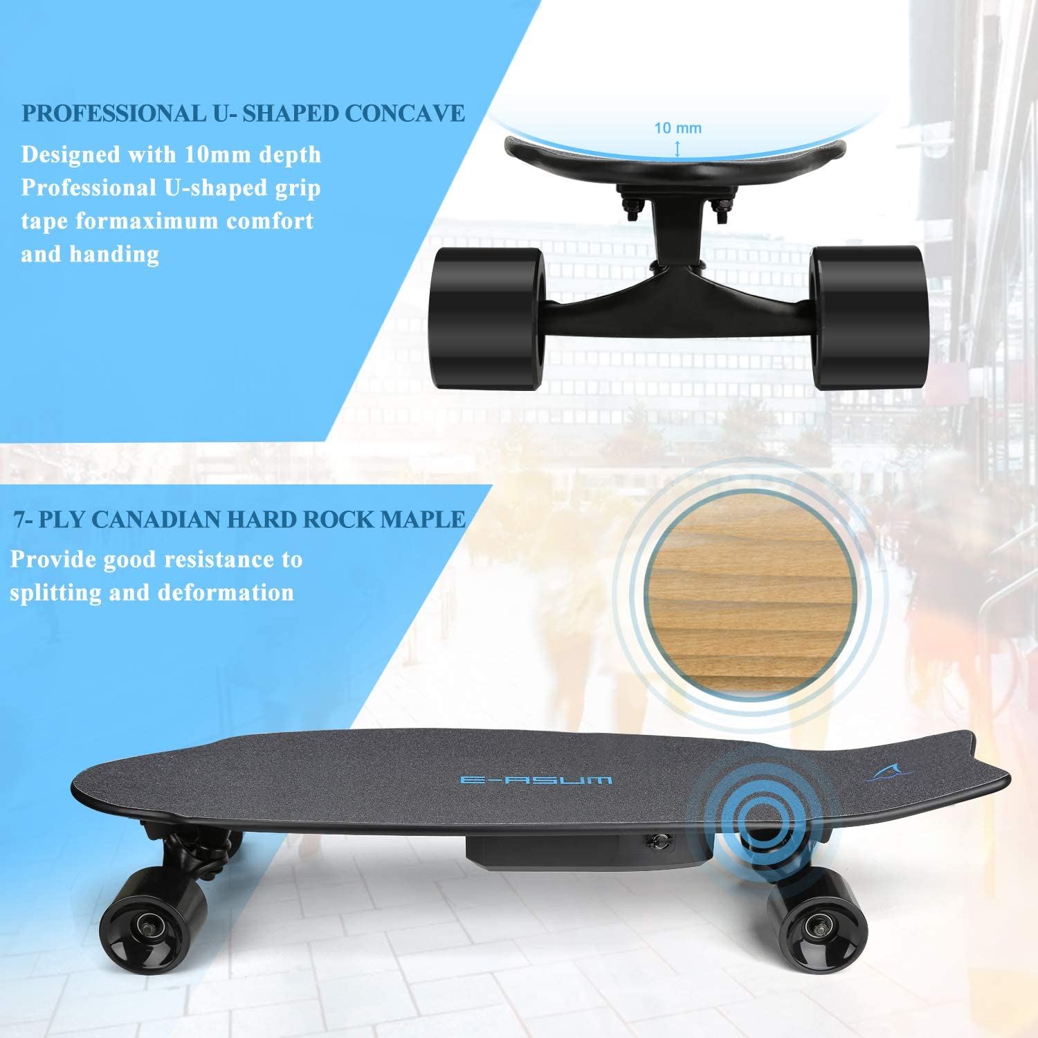 7 Layers Maple E Skateboard with Wireless Remote Control(US Stock)