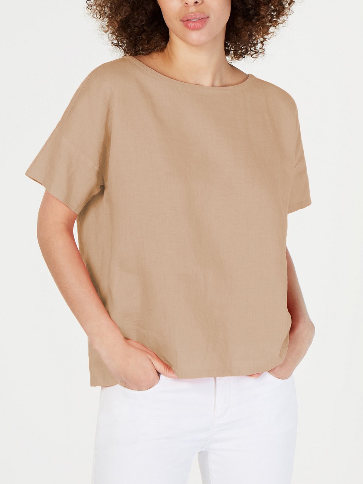 Plus Size Round Neck Solid Casual Tops