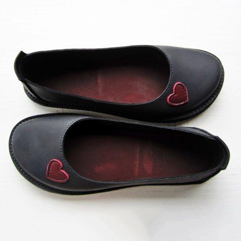 Women Soft Heart Flat Heel Summer Loafers