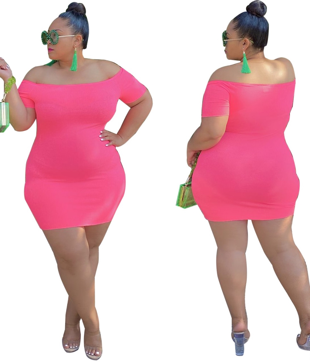 Plus Size Off Shoulder Mini Bodycon Dress