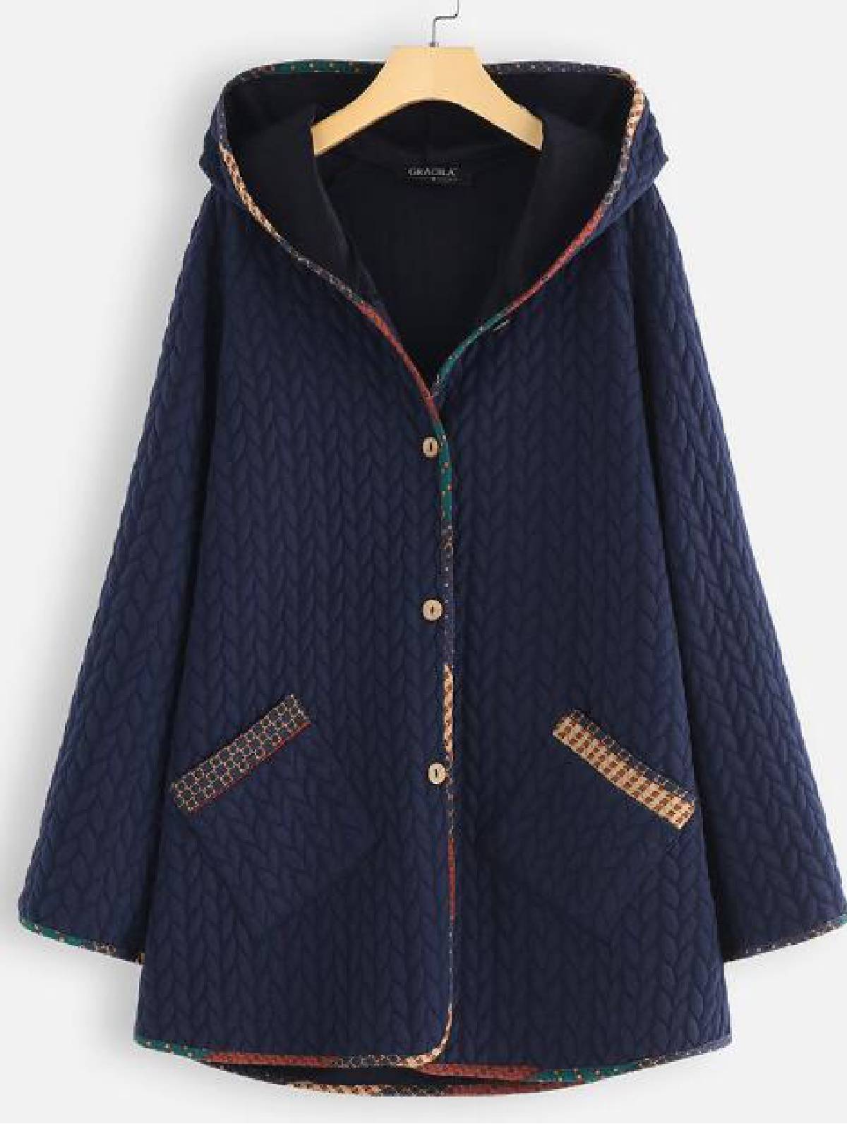 Hoodie Cotton-Blend Pockets Long Sleeve Outerwear