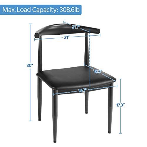 Dining Chairs Armless with Backrest Modern Kitchen Chairs Metal Legs