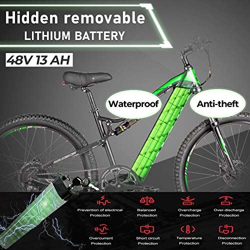 Electric Mountain Bike, E-Bike Moped with 48V 13ah Lithium Battery