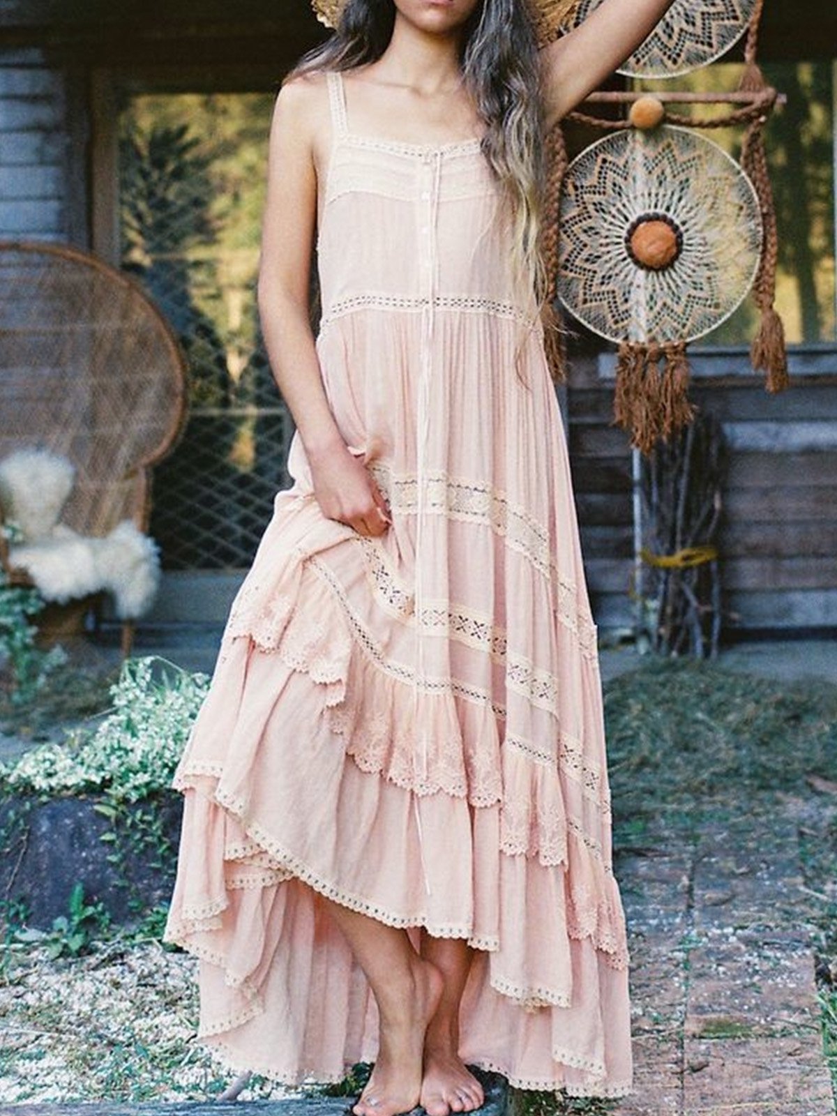 Pink Sleeveless Cotton Dresses