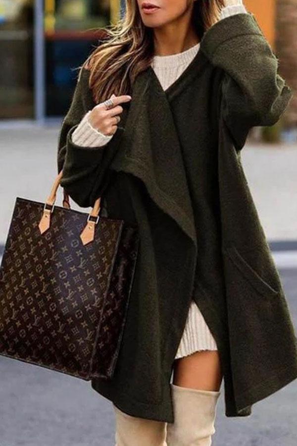 Solid Color Long Knit Cardigan Coat