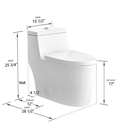 Flush Elongated One-Piece Toilet with Soft Closing Seat, High-Efficiency