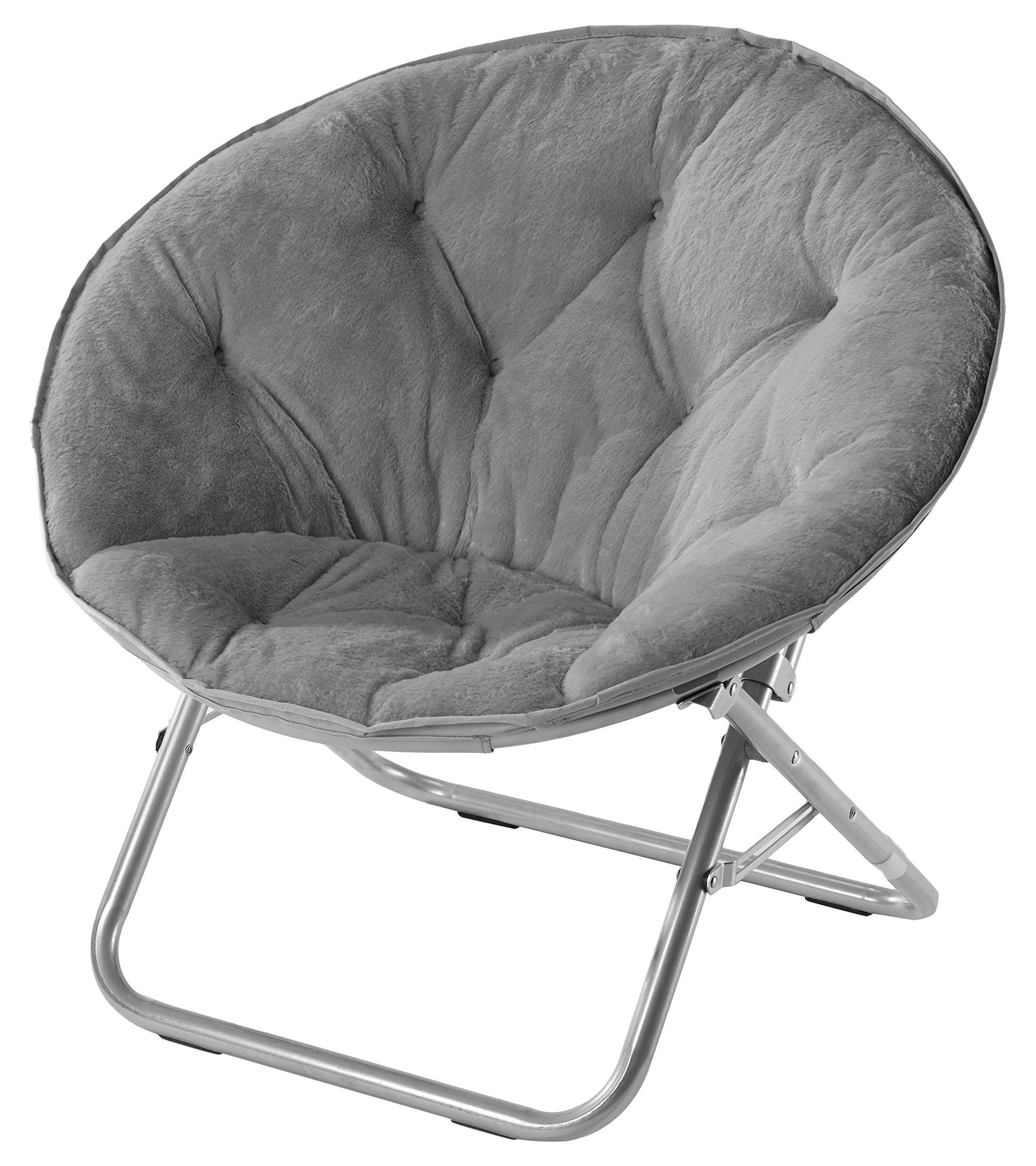 Urban Shop Faux Fur Saucer Chair, Grey