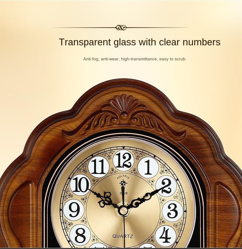 European Style Retro Living Room Household Clock With Solid Wood Clock